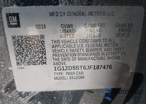 2018 Chevrolet Malibu Lt from USA, damaged, VIN 1G1ZD5ST6JF187476